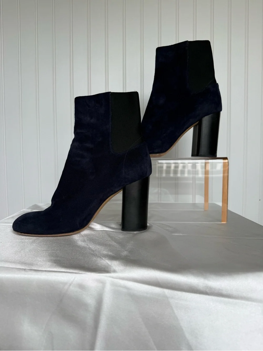Rag & Bone Hazel Navy Suede Chelsea Ankle Boots Block Heel Size 39